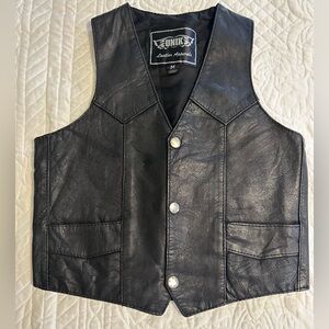 Unik Black Leather Men's Vest Medium